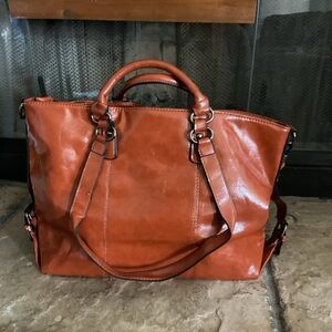 2 Elegant Leather Tote Bags- brown & black